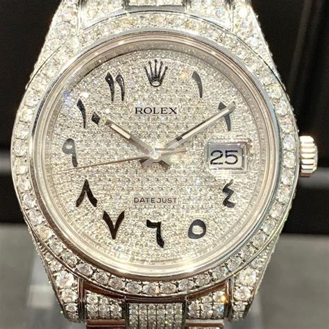 rolex arabic dial iced out.